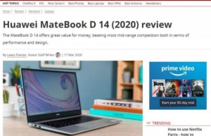 外媒评华为MateBook D：高颜值+硬核技术，在线办公、学习之选